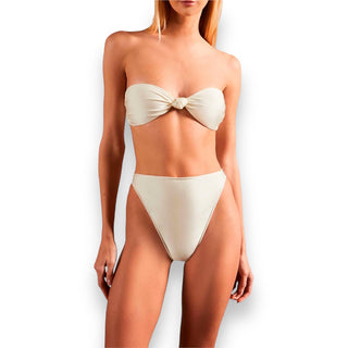 Adriana Degreas Off-White High-Leg Strapless Bikini