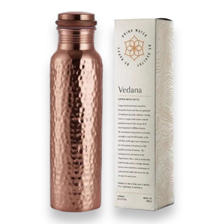 VEDANA Premium Hammered Ayurvedic Pure Copper Water Bottle